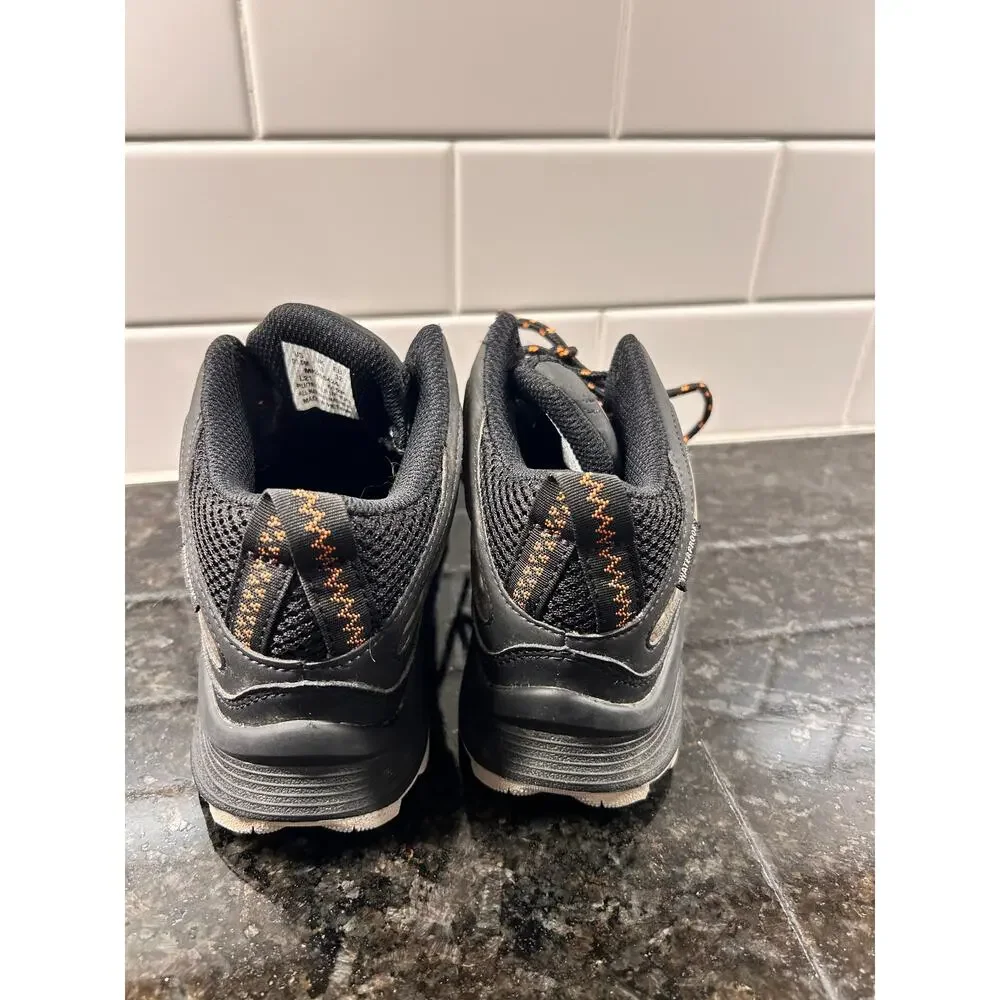 Merrell Kids Black and Gray Waterproof Hiking Boots with Orange Accents